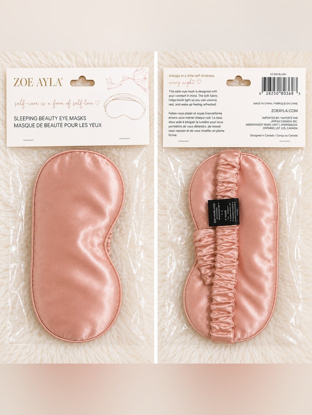 New Zoe Ayla Soft & Silky Pink Sleeping Beauty Eye Mask